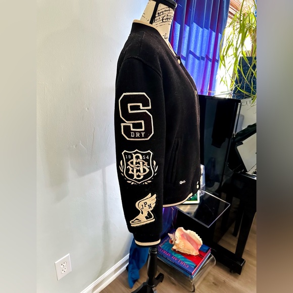 RARE Superdry Wool Varsity Bomber 2020 Summer Olympics Japan Tokyo Patches Women - Picture 3 of 10